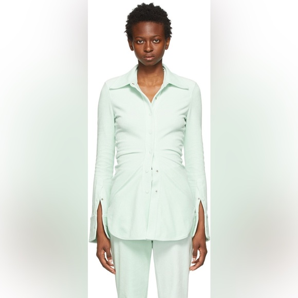 Alexander Wang Tops - Alexander Wang Green Velour Fitted Shirt